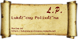 Lukácsy Polixéna névjegykártya